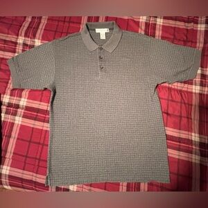Geoffrey Beene Gray Textured Polo Shirt